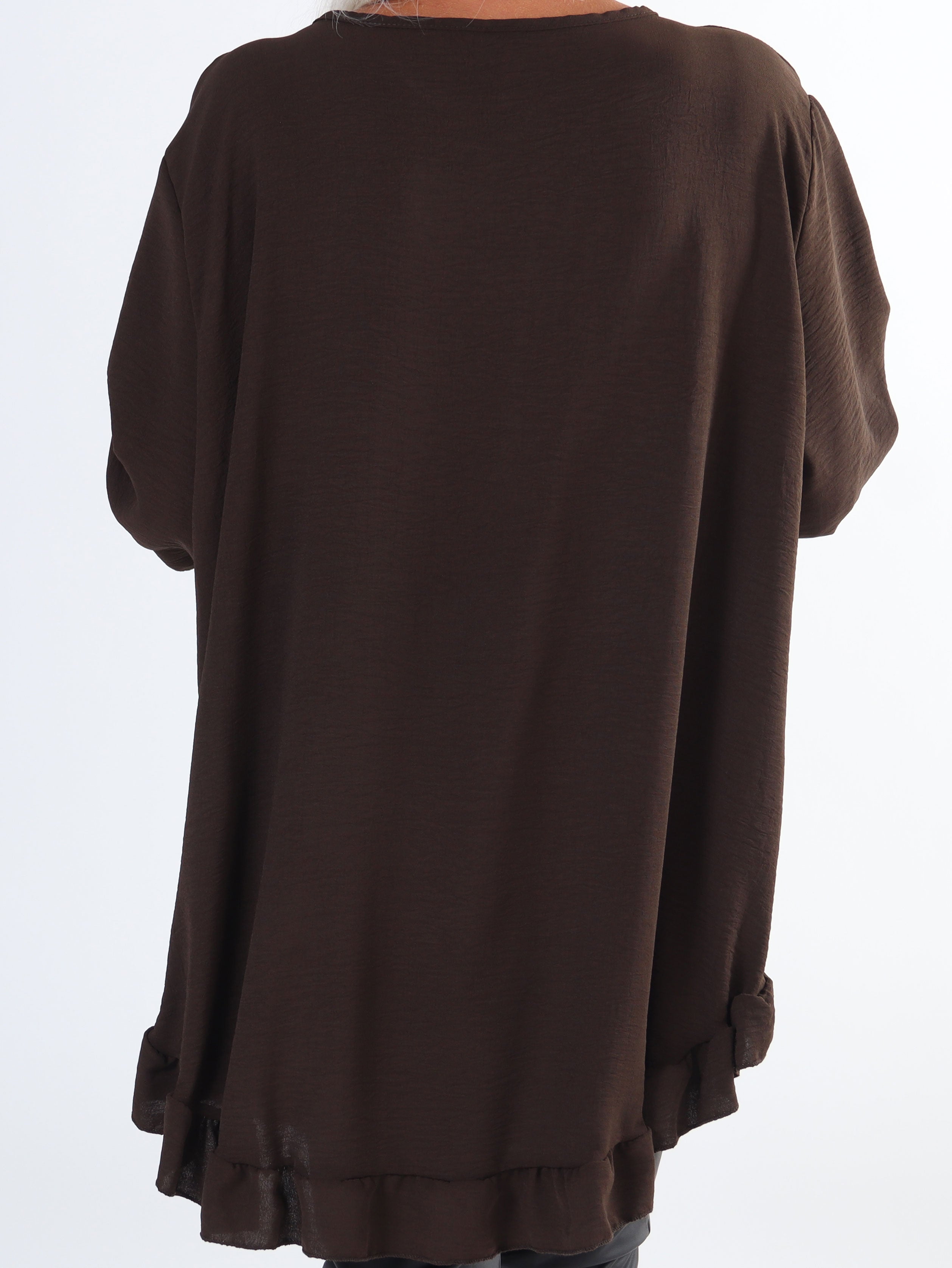 Mio Long - Sød plus size tunika med flæsekanter